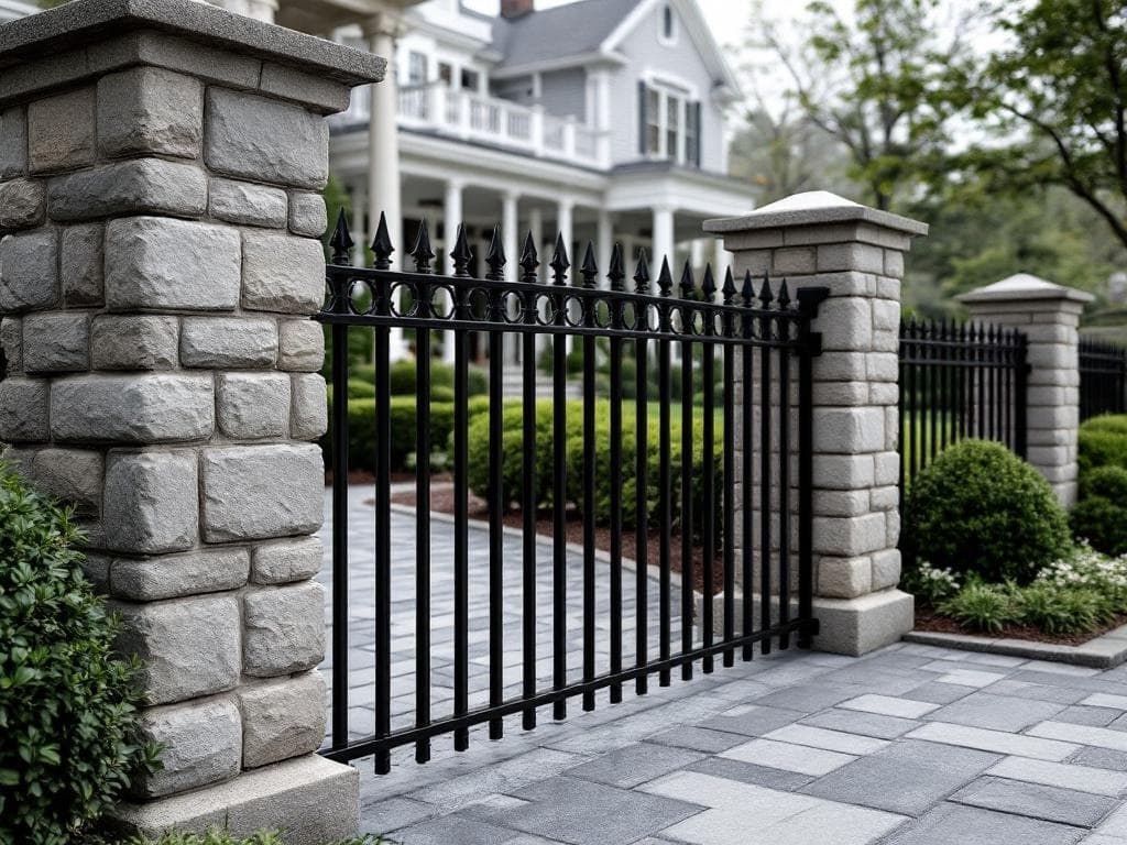 Aluminum with Stone Pillars