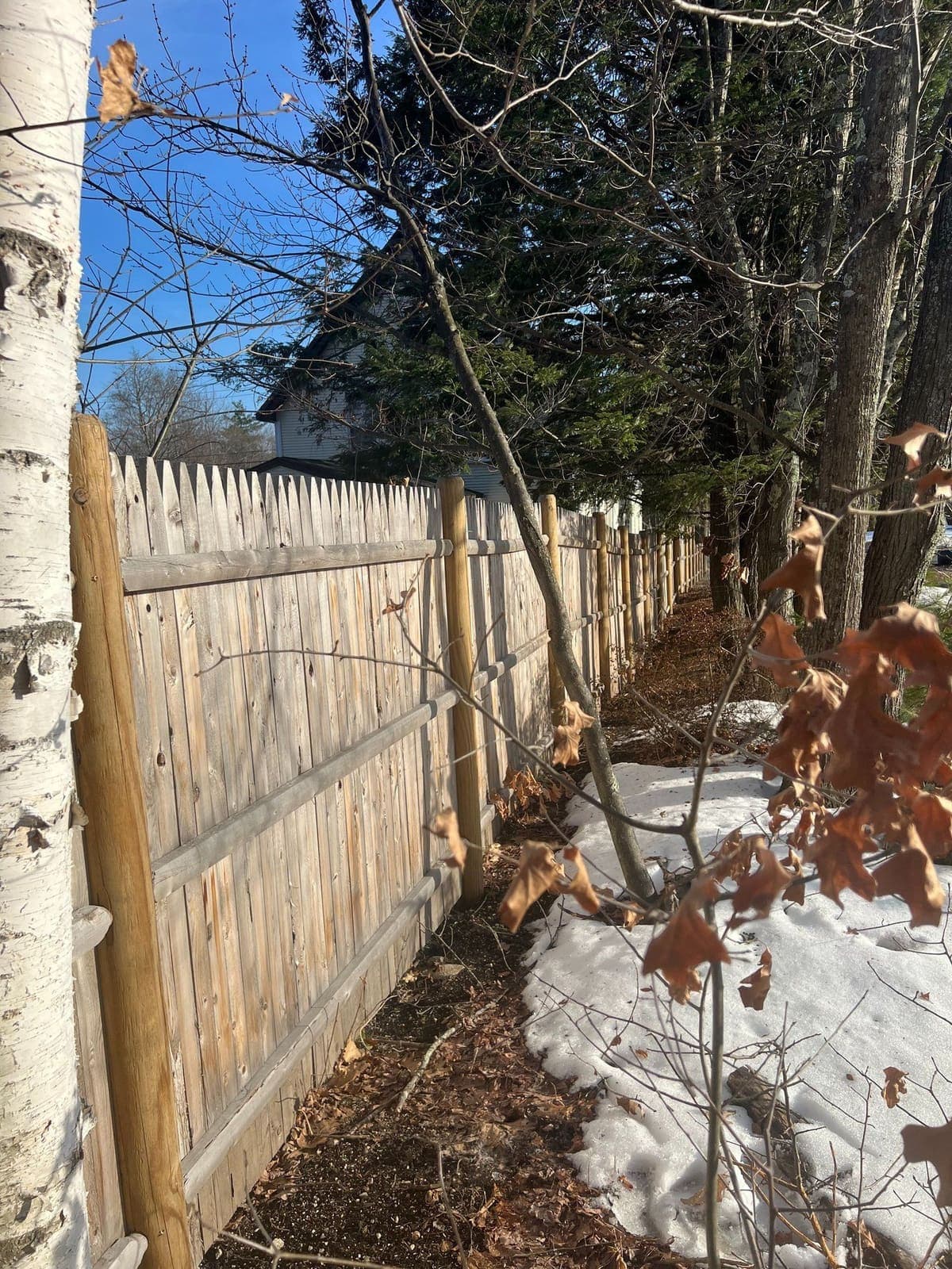 Wood stockade fence built by Placed Right Fence in Southern NH